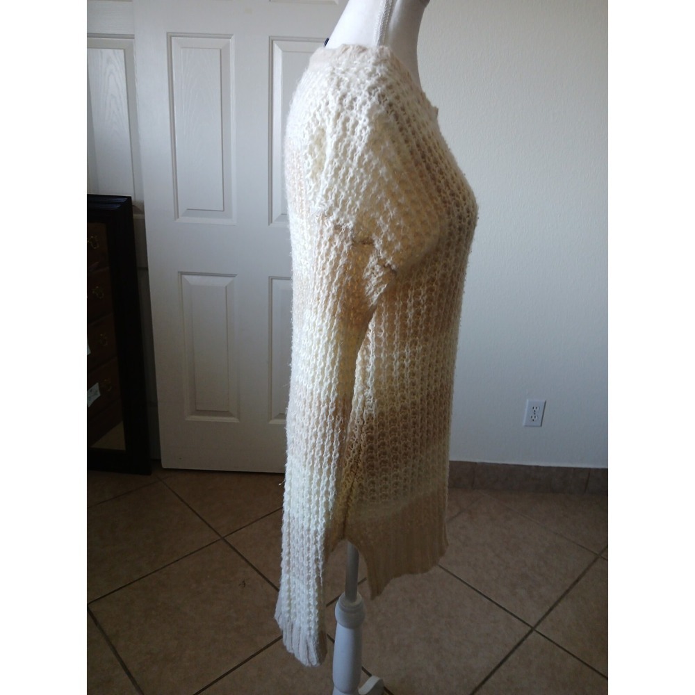 Rue 21 Women's Sweater‎ Size XL Beige Tan Stripes Long Sleeve Round Neck - Picture 3 of 16